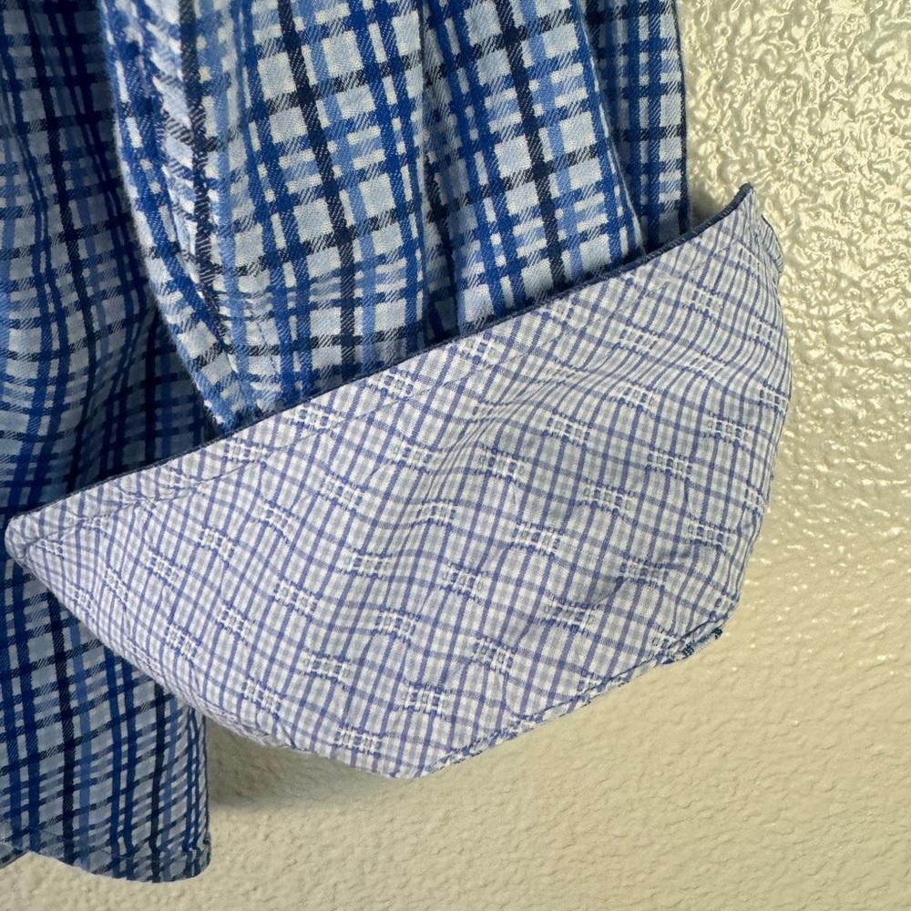 Tailorbyrd collection blue check button down oxford shirt - Picture 4 of 7